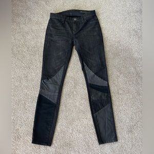 BlankNYC JEANS Black with faux leather trim. 93% cotton 6% polyester 1% elastic